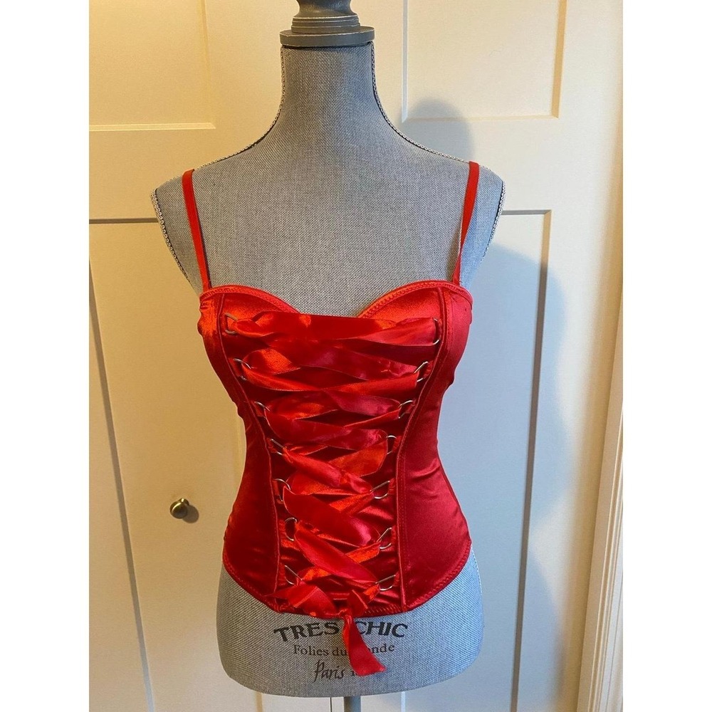Spirit Lace Up Corset Top Red  Adjustable Small 2-4 Wire Support